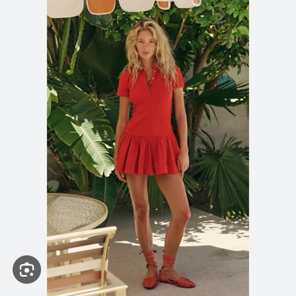 Free People Free-est Collection Red Classic Charm Polo Inspired Mini Dress NWT M - Picture 7 of 15